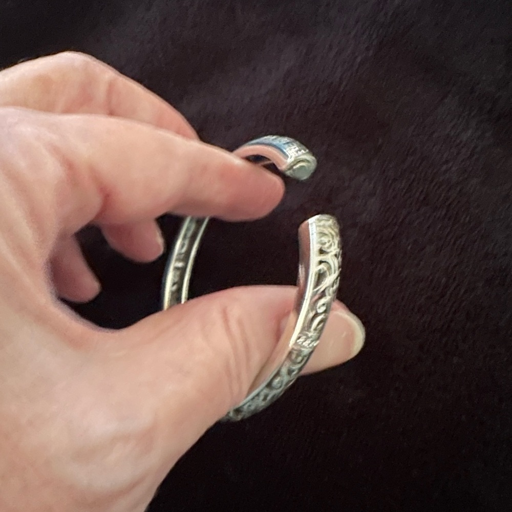 Brighton Silver Open Scroll Hinged Bracelet With … - image 4